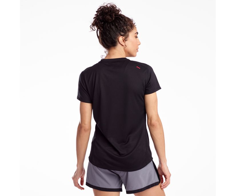 Women's Saucony Stopwatch Short Sleeve Shirts Black | Singapore 300FDNM